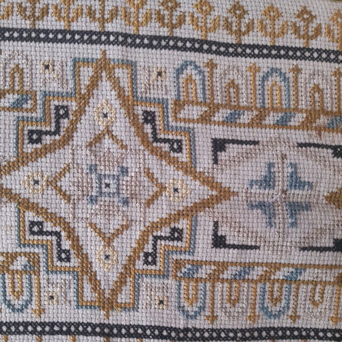 Cross-stitch table runner 121x58 cm from 1950 like new