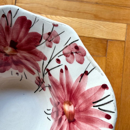 Ceramic bowl with pink floral design, 15 cm