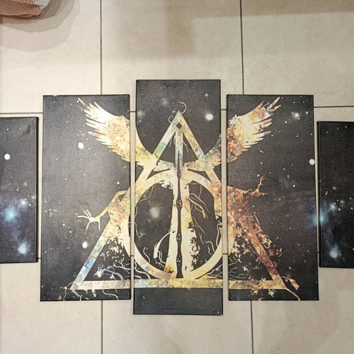 Harry Potter Deathly Hallows 5 Panel Canvas Wall Art like new