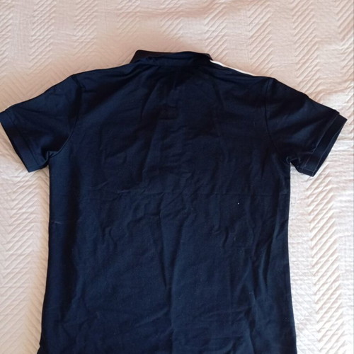 Black men's short-sleeve shirt new with white and green stripes