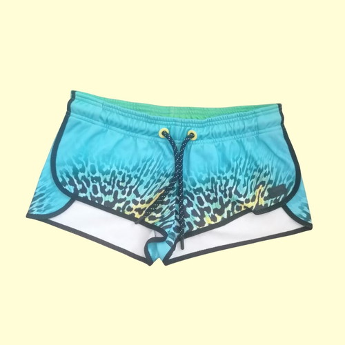 BodyTalk women's sports shorts XS-S, turquoise green animal print