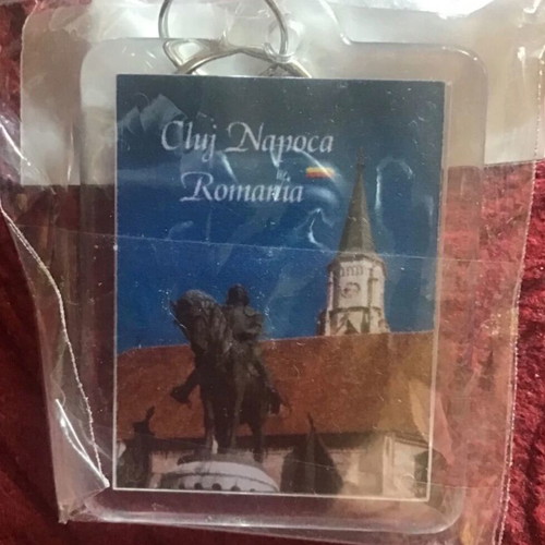 Kluj Napoca Romania keychain, blue colorful