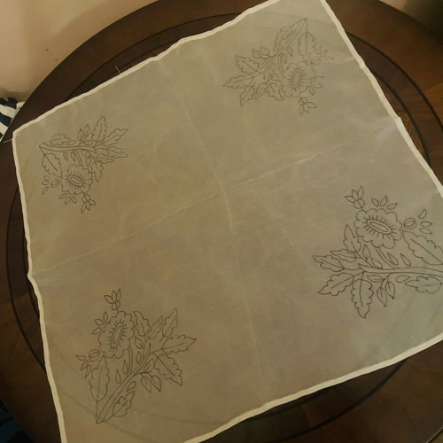 Set of 2 organza table runners with embossed design, like new
