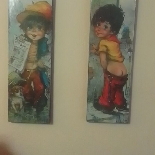 Michel Thomas Le Pipi painting like new, Poulbot style