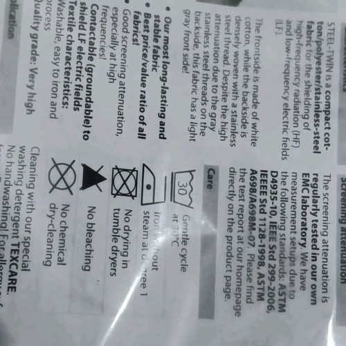 YSHIELD Shielding Fabric 1.50×1.50 New, Blocks Electromagnetic Signals and Noise
