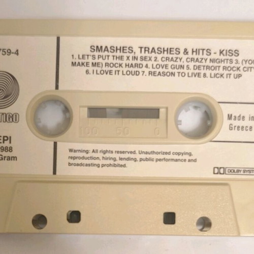 Kiss Smashes, Thrashes & Hits 1988 cassette like new, rock