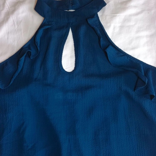 Blue nautical off-shoulder top like new, size L-XL