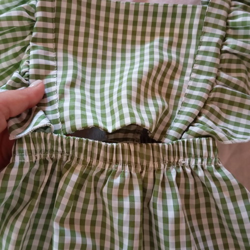 Checked dress for girls, new, ages 3-4, white and green