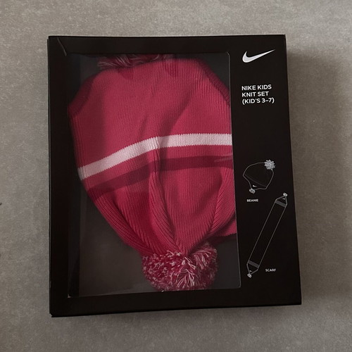 Nike kids pink beanie and scarf set new