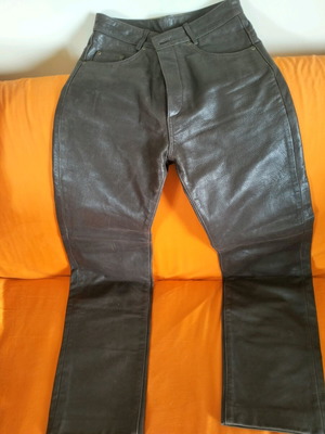 Leather pants new, dark brown, five-pocket