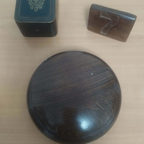 Wooden desk items used, set of 3 pieces