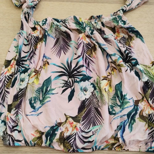 Bershka Pink Tropical Off-Shoulder Crop Top like new