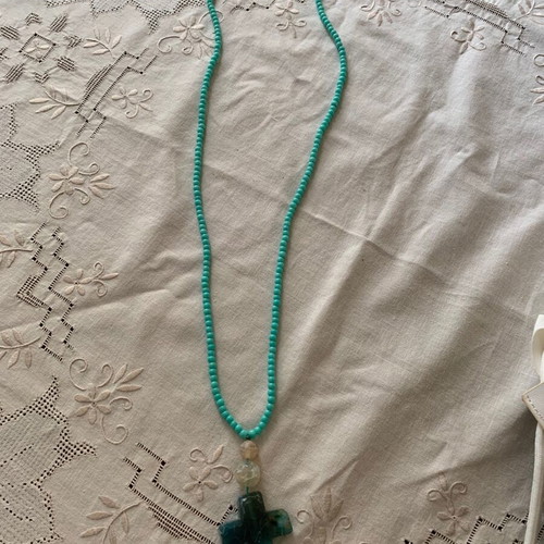 Necklace like new handmade turquoise with cross