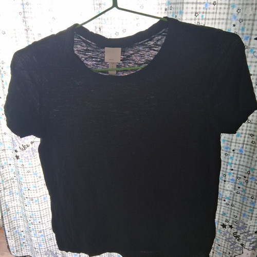 H&M black short-sleeve cotton blouse size small like new