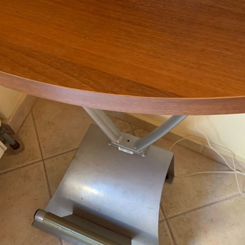 Hair Salon Console Mirrors like new, modern, with wooden shelf and metal base, 2 pcs
