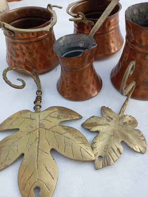 Copper decorations used, set of 7 small pieces