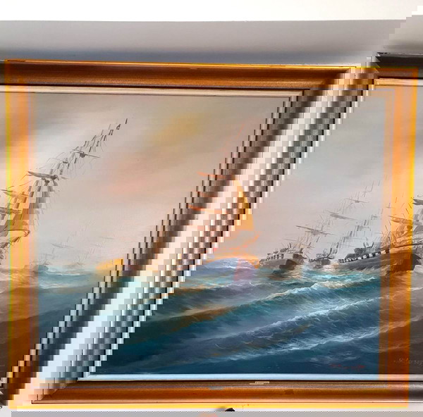thalassografia tou m.apostolou. ladi se mousama 1,18*0,98 katharo ergo 1,38*1,18 me tin liti xilini korniza