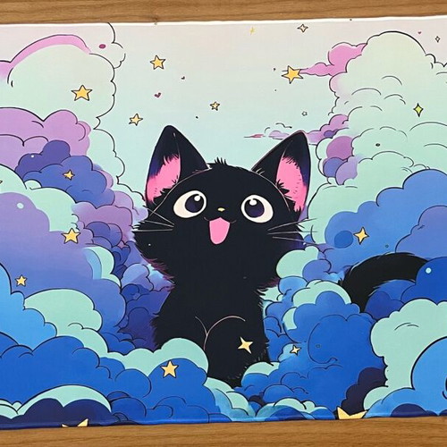 Mouse pad Black Cat on the Clouds new XXL kawaii design