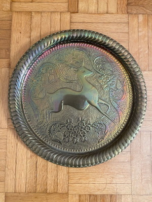 Bronze collectible decorative handmade wall platter like new