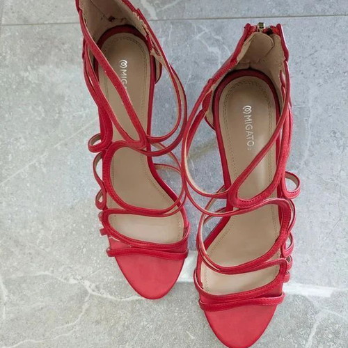 Migato red sandals like new, size 41, 10cm heel