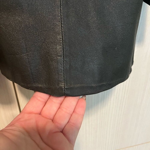 Vintage leather coat used, black, size S/M