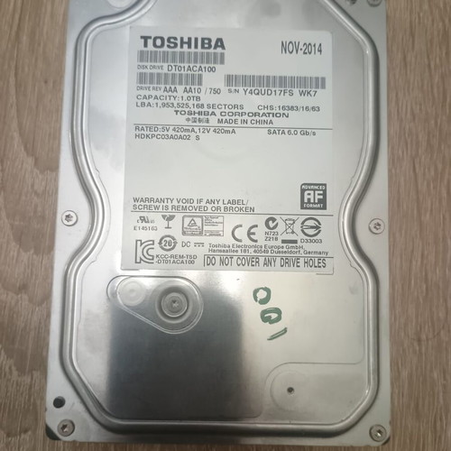 Toshiba 1TB hard drive like new