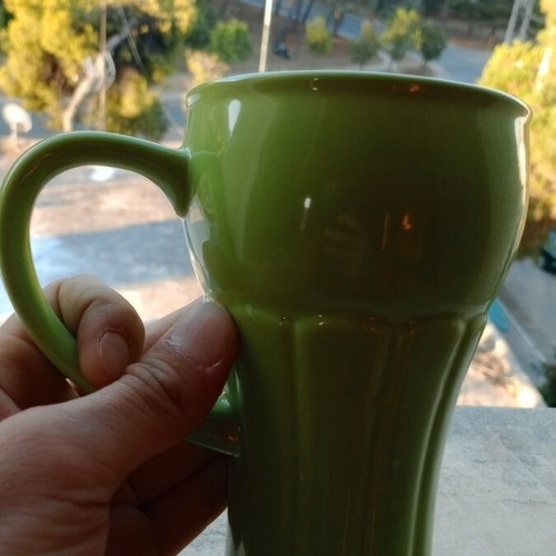 Coca-Cola green ceramic cup rare like new