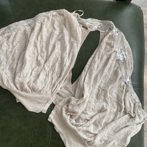 Top bolero used, grey with silver sleeve detail and wide sleeves