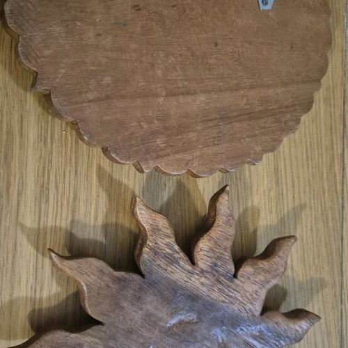 Wood Carved Plaques new, set of 2 pieces