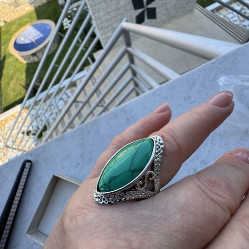 Ring size 9 new, green and silver