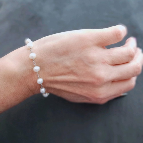 Bracelet with pearls 18cm like new, 925° silver