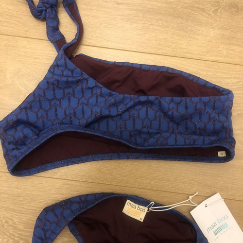 Maaboo bikini set new, dark blue iridescent, one shoulder top