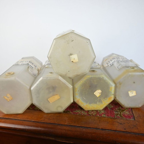 Set of 5 used perfume shop containers 24 cm height