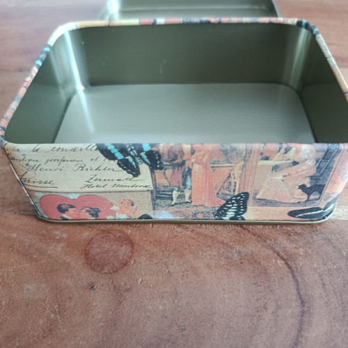 Vintage metal decorative storage box with butterflies like new