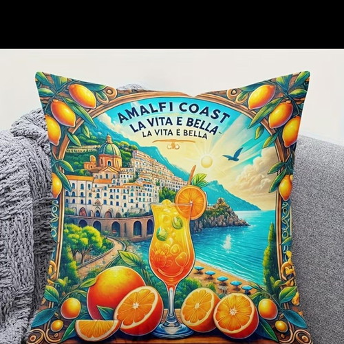 Amalfi Citrus Print Pillowcase new, 45x45 cm