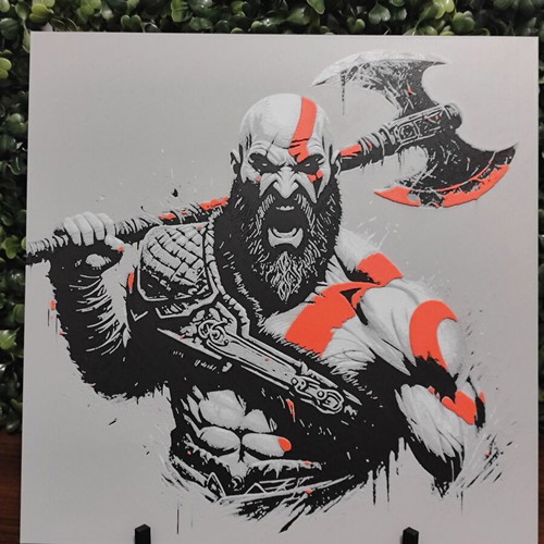 God Of War Kratos Hueforge 3D printed embossed portrait new