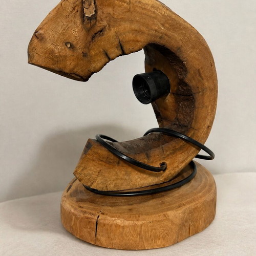 Handmade table lamp from natural wood