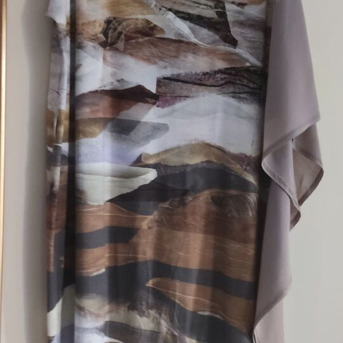 Dress with extra sleeve length, like new, beige and brown, XXL