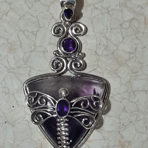 Dragonfly pendant 925 with auralite 32 and amethyst, new