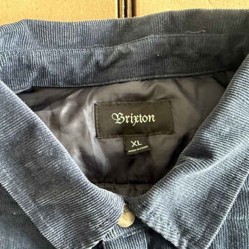 Brixton Cass Cord Puffer Jacket used, men's XL, blue