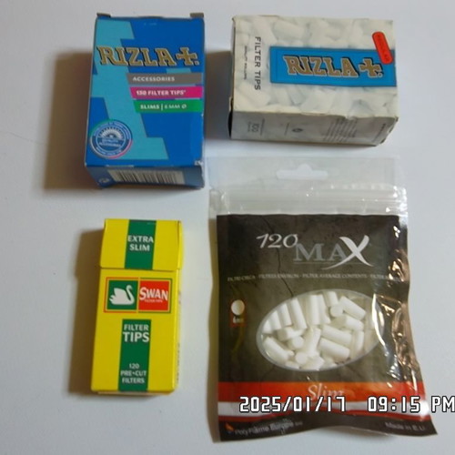 Filter tips used, pack with regular and slim sizes