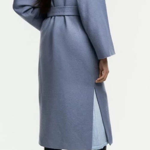 Zara wool coat 100% blue new with belt size S