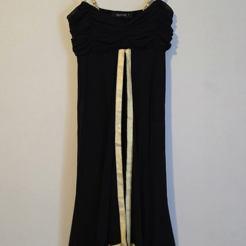 Niccha black midi evening dress like new with gold details, size M