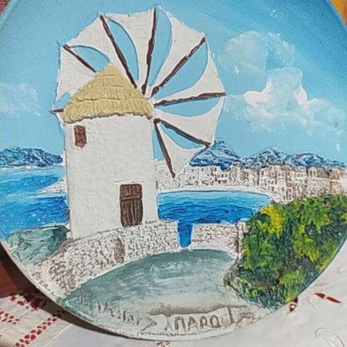 Handmade decorative wall plate, clay