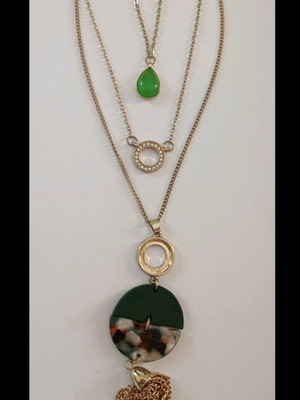 Axel triple necklace green gold new
