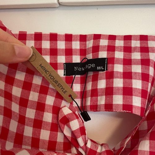 Crop top New Age red and white checked, new, cotton, M/L