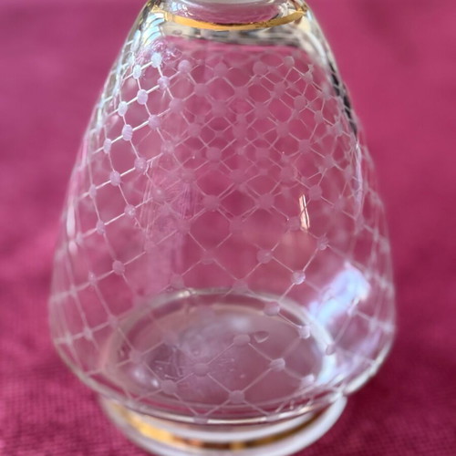 Crystal gold-plated antique carafe like new, height 21cm