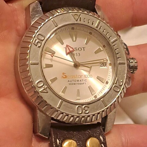 Tissot Seastar αυτόματο 300 m μεταχειρισμένο με δερμάτινο λουρί