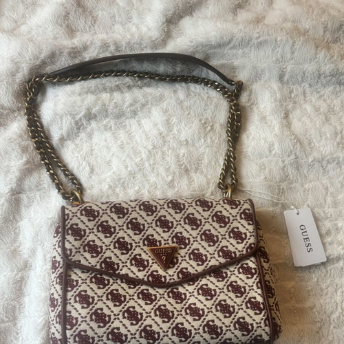 Guess Crossbody Flap Merlot Logo Bag New with Tag