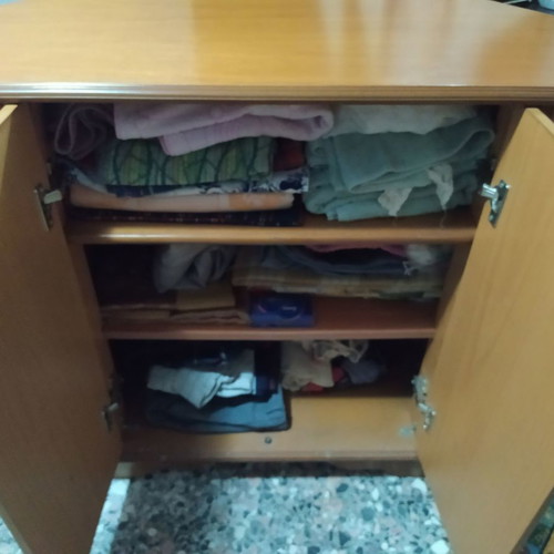 Corner cabinet used, 2-door storage unit with large capacity